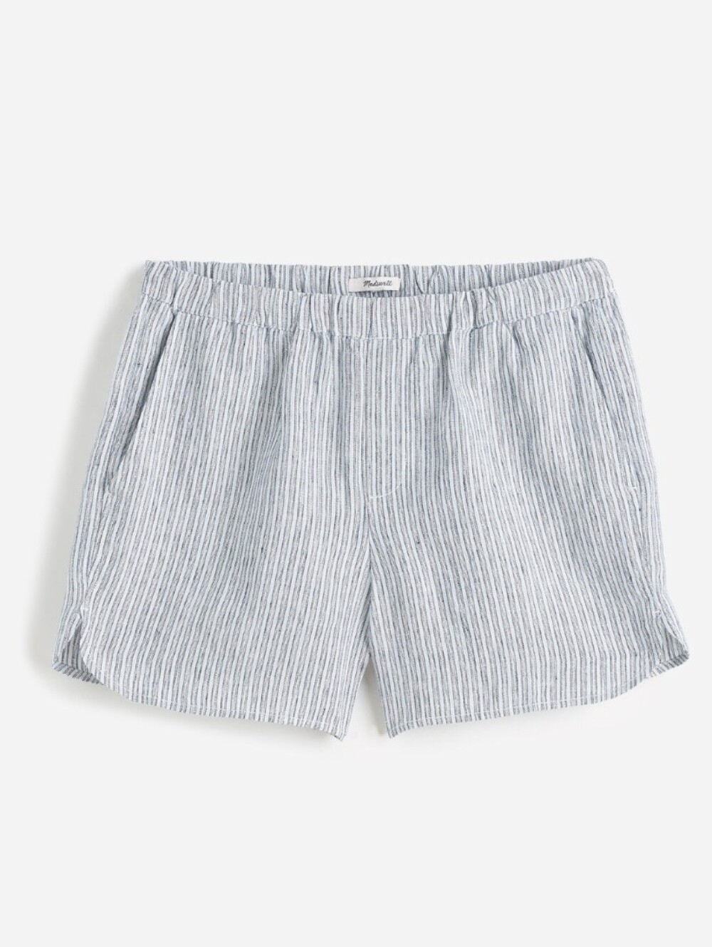 Curved Hem Pull-On Shorts in 100% Linen